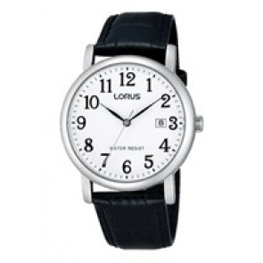 Lorus bracelet de montre VJ32 X246 Cuir Noir 20mm + coutures noires